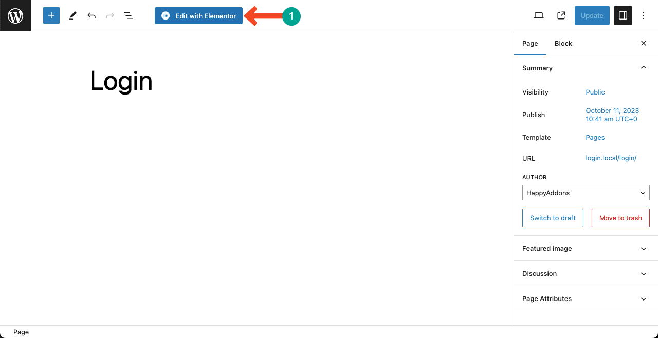 صفحه ورود را با Elementor باز کنید.