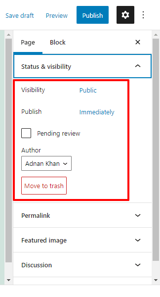 وضعیت و دید Status & Visibility
