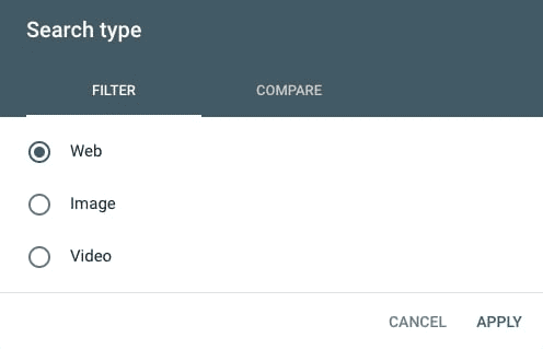 نوع جستجو Search Type در گوگل سرچ کنسول