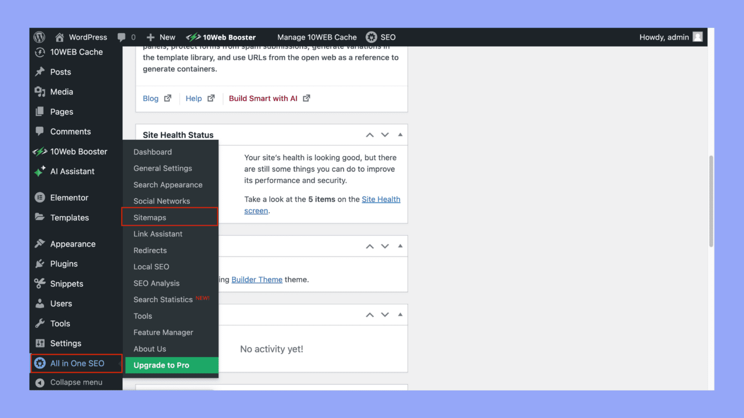 به All in One SEO > Sitemaps بروید