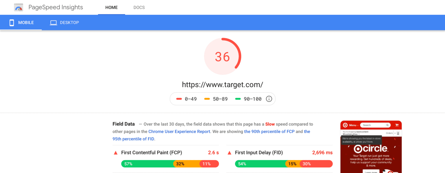 Google PageSpeed Insights اطلاعاتی در مورد زمان بارگذاری سایت در اختیار شما قرار می دهد.