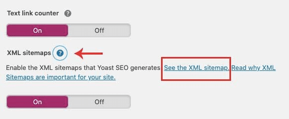 روی نماد علامت سوال در کنار گزینه XML Sitemap و روی پیوند "See the XML Sitemap" کلیک کنید.