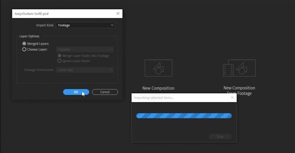 آموزش وارد کردن فایل PSD به افترافکت