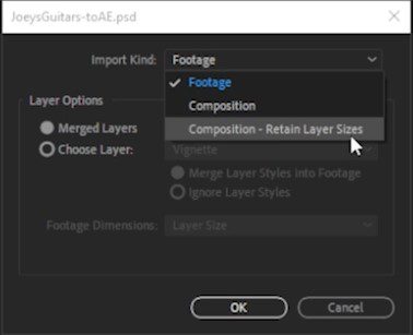 وارد کردن لایه های جداگانه فتوشاپ به افتر افکت Separate Photoshop Layers