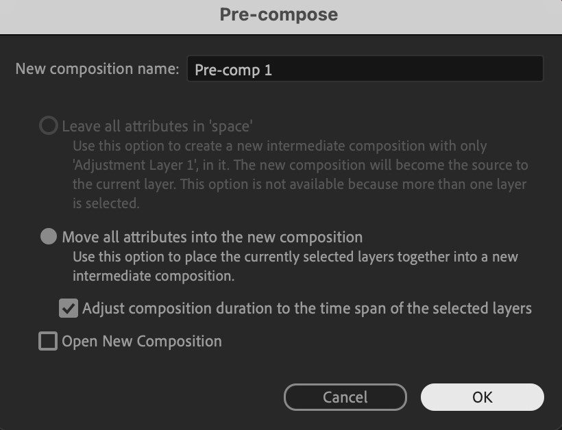 به مسیر Composition > Crop Comp to Work Area بروید.